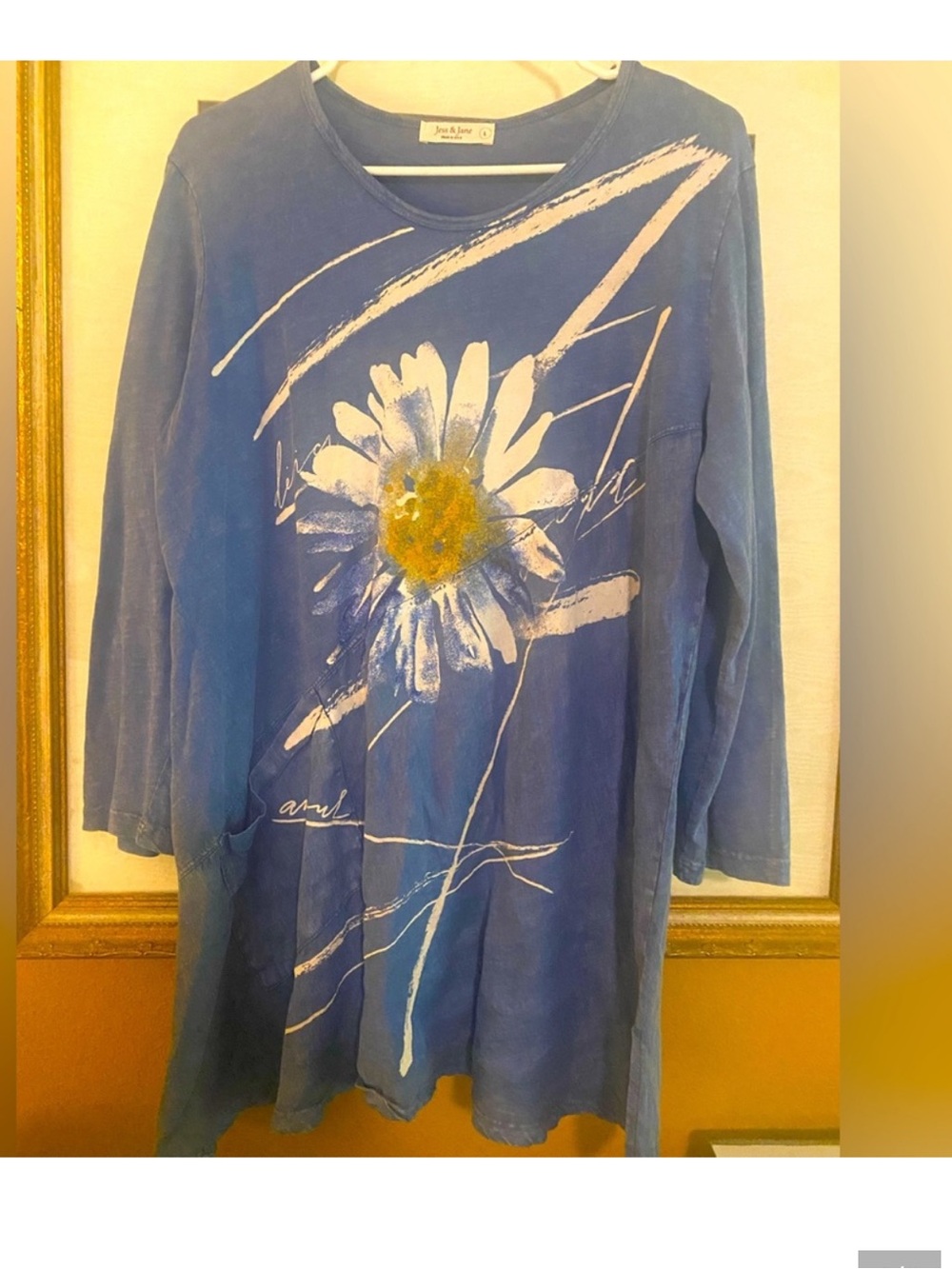 Jess and Jane Blue Floral Graphic Tunic Top